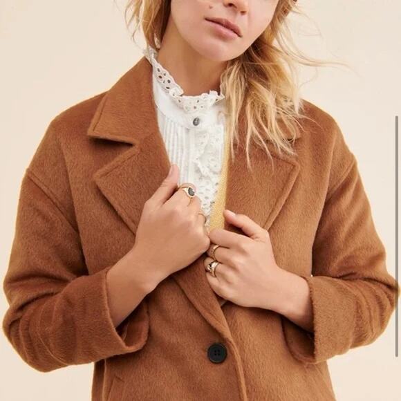 Greylin Bryce Brushed Oversized Long Coat Brown Button XS Winter Quiet Luxury - Picture 3 of 14